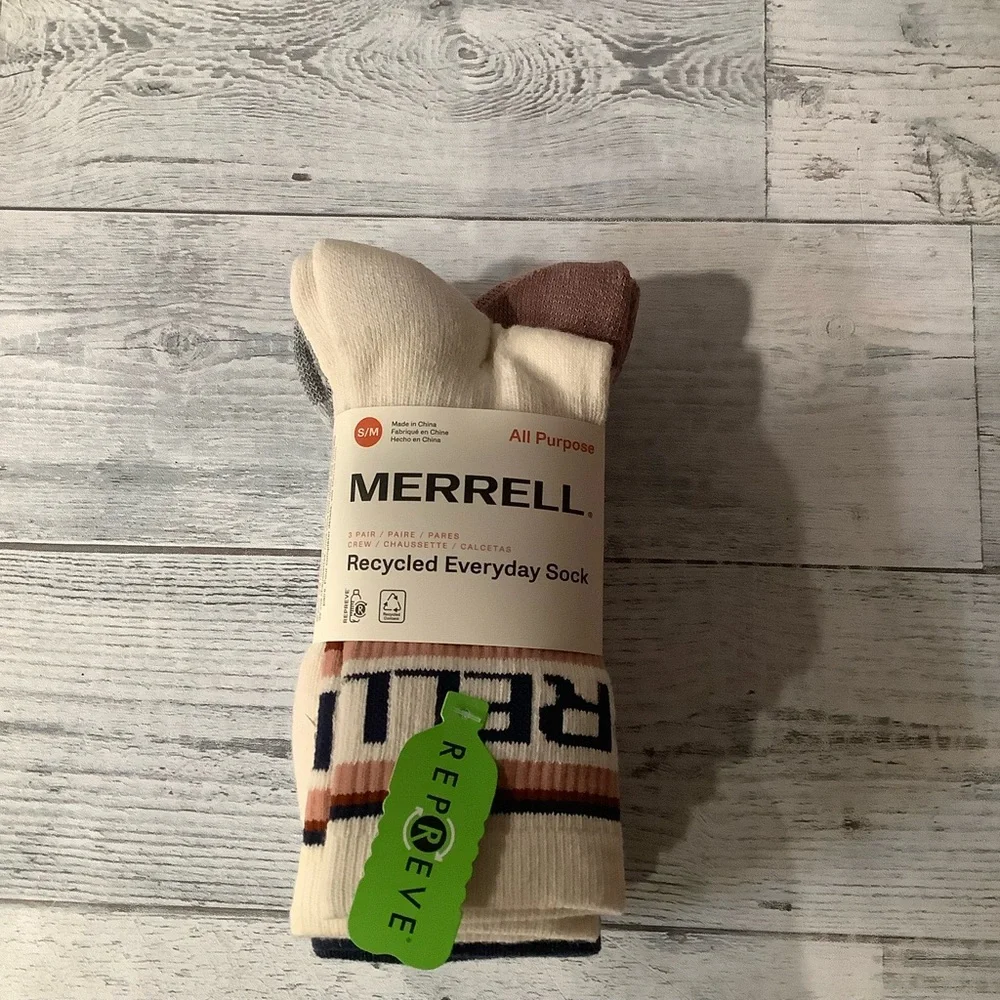 Merrell 3 Pk REPREVE Recycled Everyday Socks Crew (For Men and W…